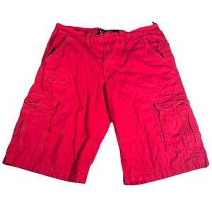 Southpole Men's Size 34 Red Baggy Cargo Shorts 12" Inseam Y2K Skater Vintage